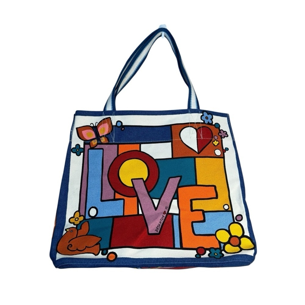 Brighton Power of Love Tote Colorful Canvas Tote Double Handles NWOT
